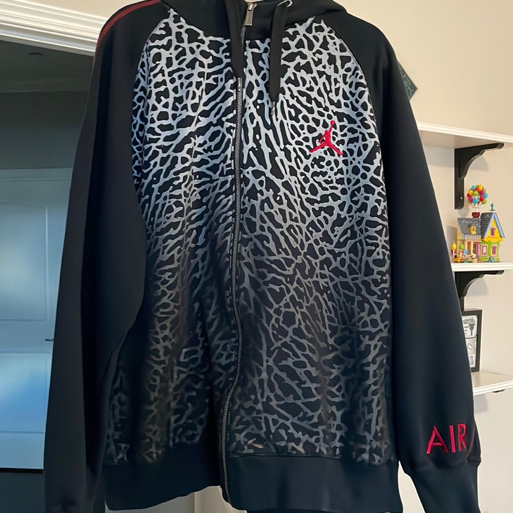 Black and gray Nike air Jordan zip up sweater XXL